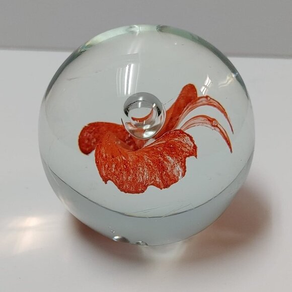 Vintage Red Butterfly Bubble Art Glass Handmade Paperweights - Read, Home Decor - Picture 7 of 9